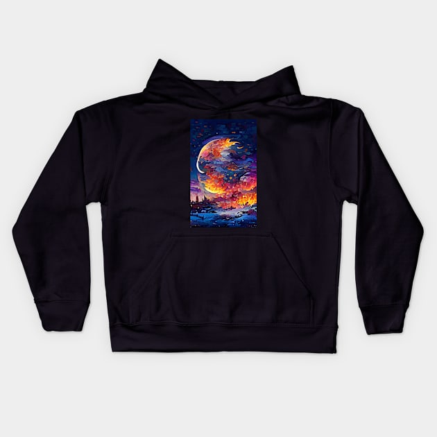 color moon Kids Hoodie by Epullution